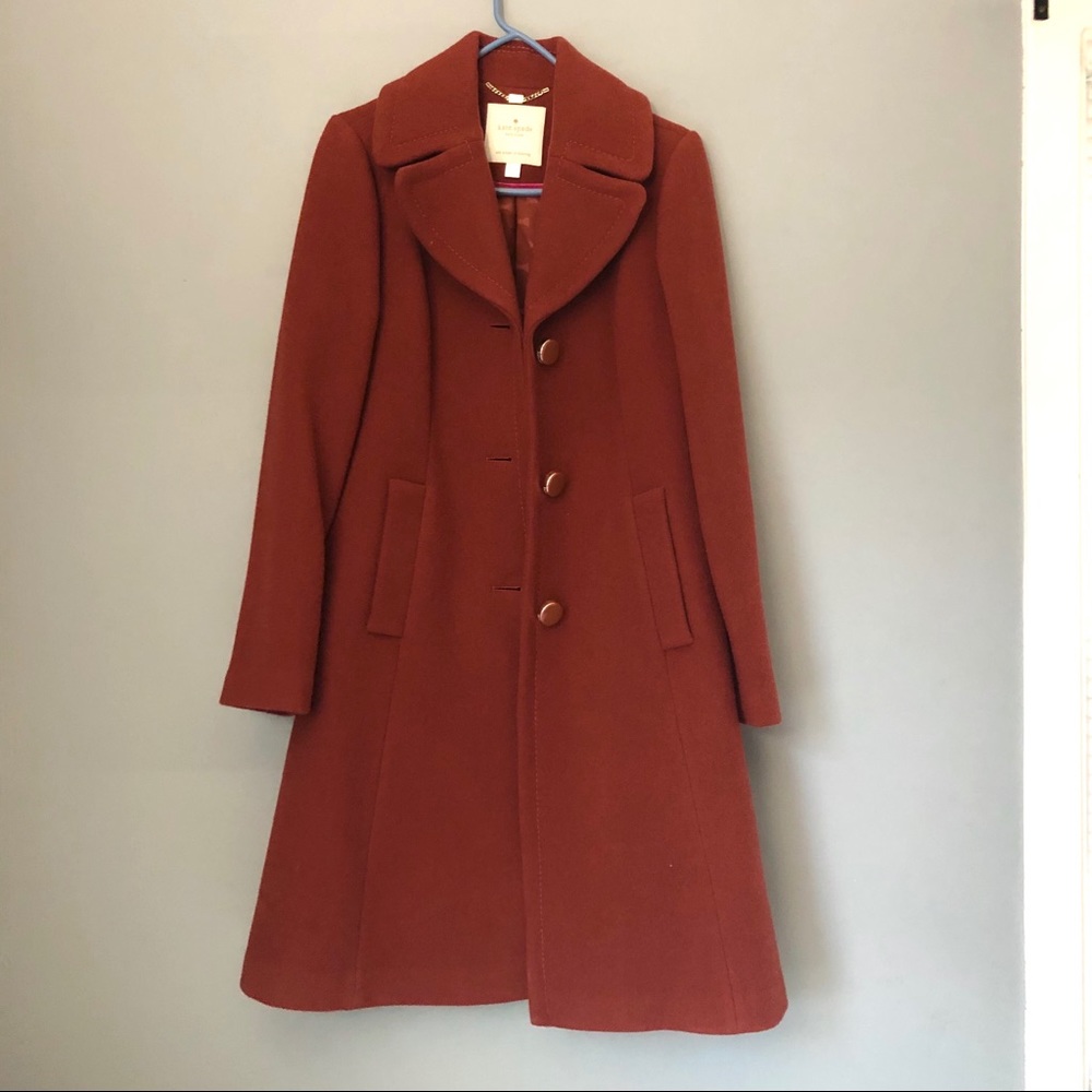 Kate spade pumpkin orange wool coat 2018
